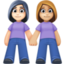 women holding hands: light skin tone, medium-light skin tone on Facebook