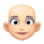 woman: light skin tone, bald on Facebook