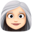 woman: light skin tone, white hair on Facebook