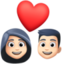 couple with heart: woman, man, light skin tone on Facebook