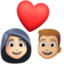 couple with heart: woman, man, light skin tone, medium-light skin tone on Facebook