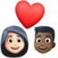 couple with heart: woman, man, light skin tone, dark skin tone on Facebook