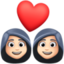 couple with heart: woman, woman, light skin tone on Facebook