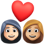couple with heart: woman, woman, light skin tone, medium-light skin tone on Facebook