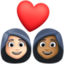 couple with heart: woman, woman, light skin tone, medium-dark skin tone on Facebook