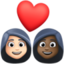 couple with heart: woman, woman, light skin tone, dark skin tone on Facebook