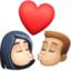 kiss: woman, man, light skin tone, medium-light skin tone on Facebook