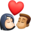 kiss: woman, man, light skin tone, medium skin tone on Facebook