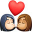 kiss: woman, woman, light skin tone, medium skin tone on Facebook