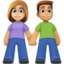 woman and man holding hands: medium-light skin tone, medium skin tone on Facebook