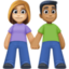 woman and man holding hands: medium-light skin tone, medium-dark skin tone on Facebook
