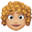 woman: medium-light skin tone, curly hair on Facebook