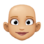 woman: medium-light skin tone, bald on Facebook