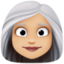 woman: medium-light skin tone, white hair on Facebook