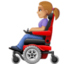 woman in motorized wheelchair: medium-light skin tone on Facebook