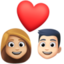 couple with heart: woman, man, medium-light skin tone, light skin tone on Facebook