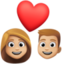 couple with heart: woman, man, medium-light skin tone on Facebook