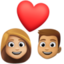 couple with heart: woman, man, medium-light skin tone, medium skin tone on Facebook
