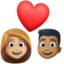 couple with heart: woman, man, medium-light skin tone, medium-dark skin tone on Facebook