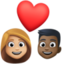 couple with heart: woman, man, medium-light skin tone, dark skin tone on Facebook
