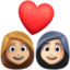 couple with heart: woman, woman, medium-light skin tone, light skin tone on Facebook