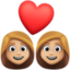 couple with heart: woman, woman, medium-light skin tone on Facebook