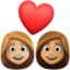 couple with heart: woman, woman, medium-light skin tone, medium skin tone on Facebook