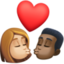 kiss: woman, man, medium-light skin tone, dark skin tone on Facebook