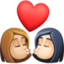 kiss: woman, woman, medium-light skin tone, light skin tone on Facebook