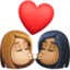 kiss: woman, woman, medium-light skin tone, medium-dark skin tone on Facebook