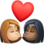 kiss: woman, woman, medium-light skin tone, dark skin tone on Facebook
