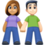 woman and man holding hands: medium skin tone, light skin tone on Facebook