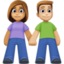 woman and man holding hands: medium skin tone, medium-light skin tone on Facebook