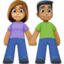 woman and man holding hands: medium skin tone, medium-dark skin tone on Facebook
