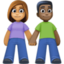 woman and man holding hands: medium skin tone, dark skin tone on Facebook