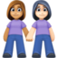 women holding hands: medium skin tone, light skin tone on Facebook