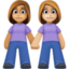 women holding hands: medium skin tone, medium-light skin tone on Facebook