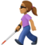 woman with white cane: medium skin tone on Facebook