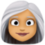 woman: medium skin tone, white hair on Facebook