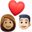couple with heart: woman, man, medium skin tone, light skin tone on Facebook