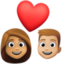 couple with heart: woman, man, medium skin tone, medium-light skin tone on Facebook