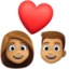 couple with heart: woman, man, medium skin tone on Facebook