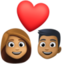 couple with heart: woman, man, medium skin tone, medium-dark skin tone on Facebook