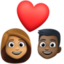 couple with heart: woman, man, medium skin tone, dark skin tone on Facebook