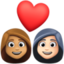 couple with heart: woman, woman, medium skin tone, light skin tone on Facebook