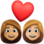 couple with heart: woman, woman, medium skin tone, medium-light skin tone on Facebook