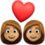 couple with heart: woman, woman, medium skin tone on Facebook