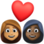 couple with heart: woman, woman, medium skin tone, dark skin tone on Facebook