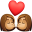 kiss: woman, woman, medium skin tone on Facebook