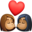 kiss: woman, woman, medium skin tone, medium-dark skin tone on Facebook